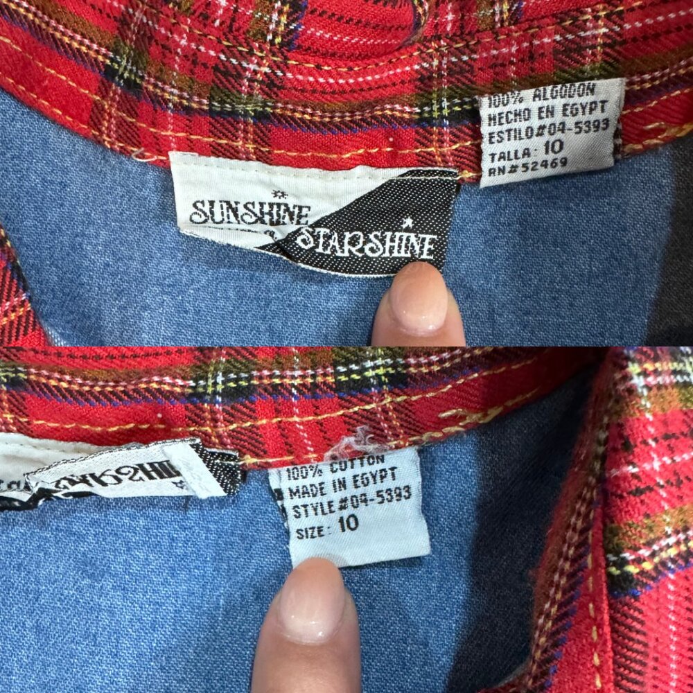 Vintage Plaid Collared Blue Jean Maxi Dress - Picture 3 of 6